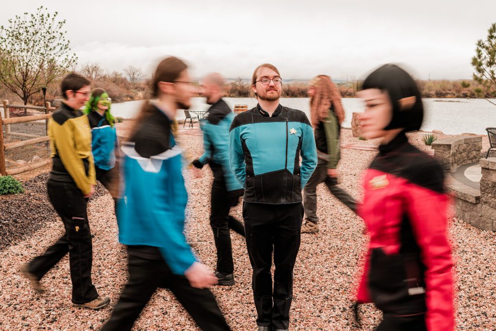 Star Trek themed micro wedding reception with game night setup