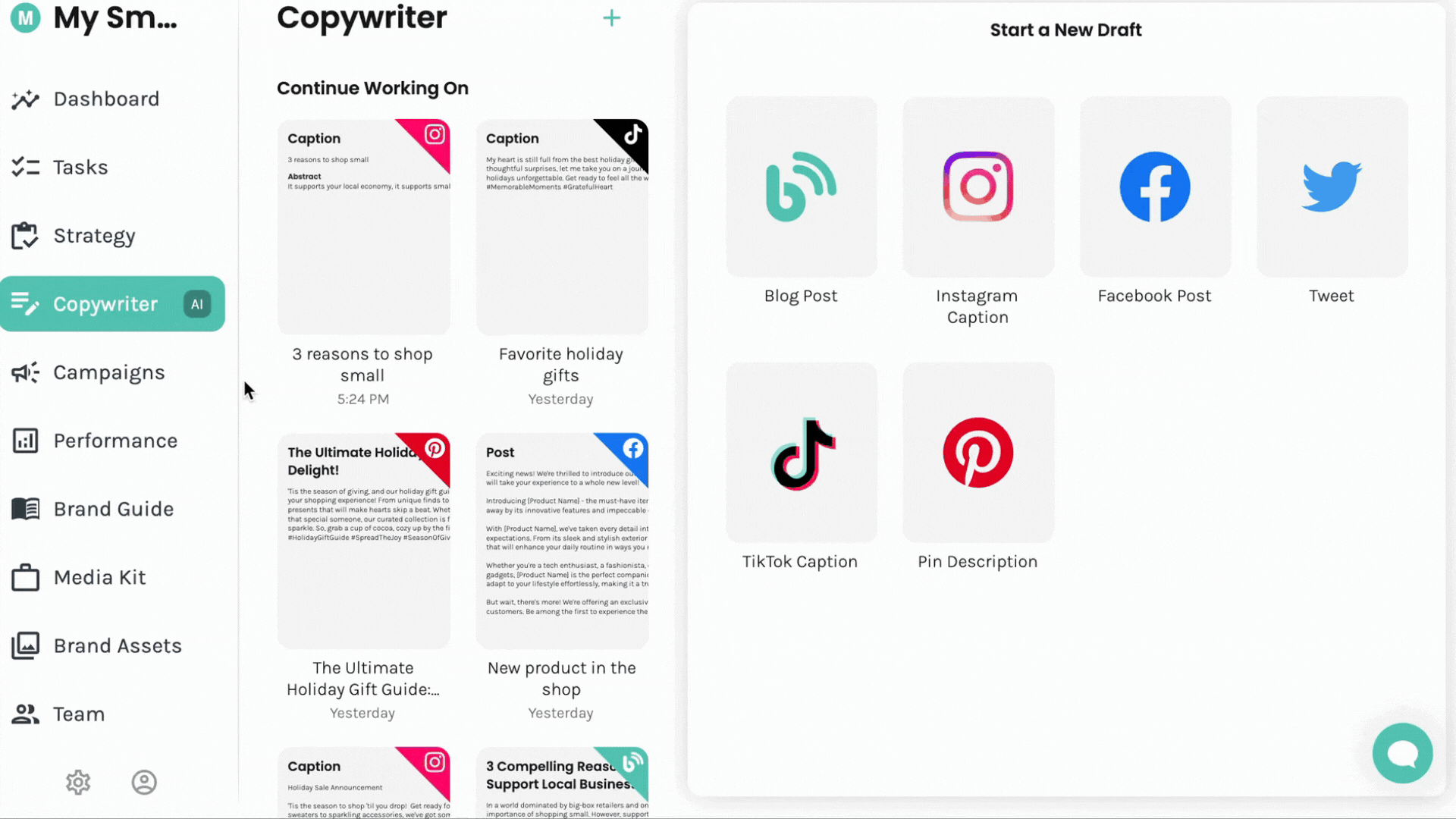 Entrepreneur writing captions with Enji's AI caption writing feature