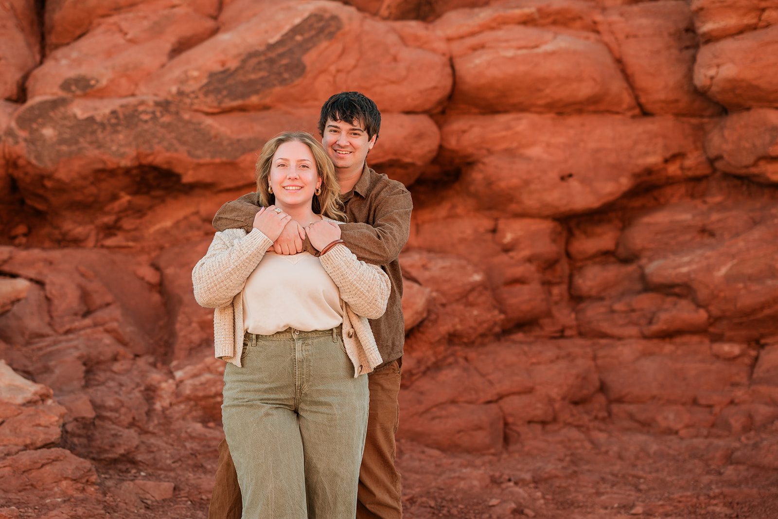 Engagement photos in Moab Arches National Park sunrise