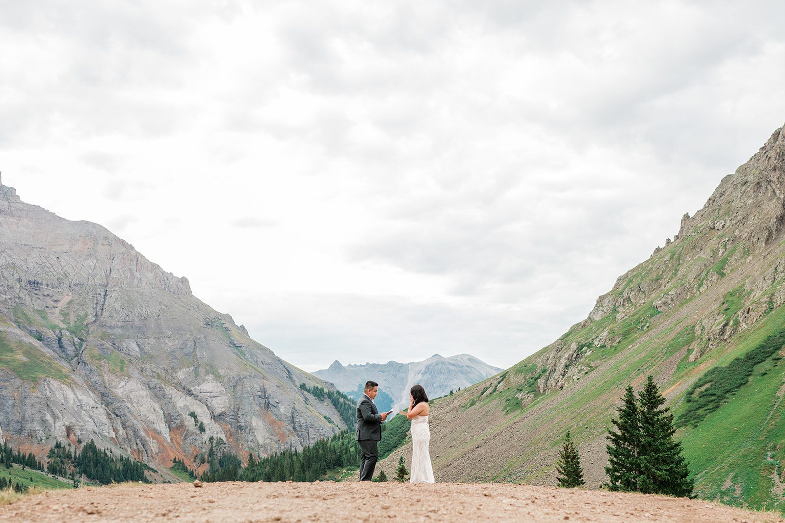 Ouray elopement ceremony with guests in Yankee Boy Basin